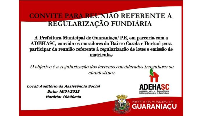 Guaraniaçu - Regularização de terrenos na área urbana do município continua, agora é a vez dos Bairros Cazela e Bertuol